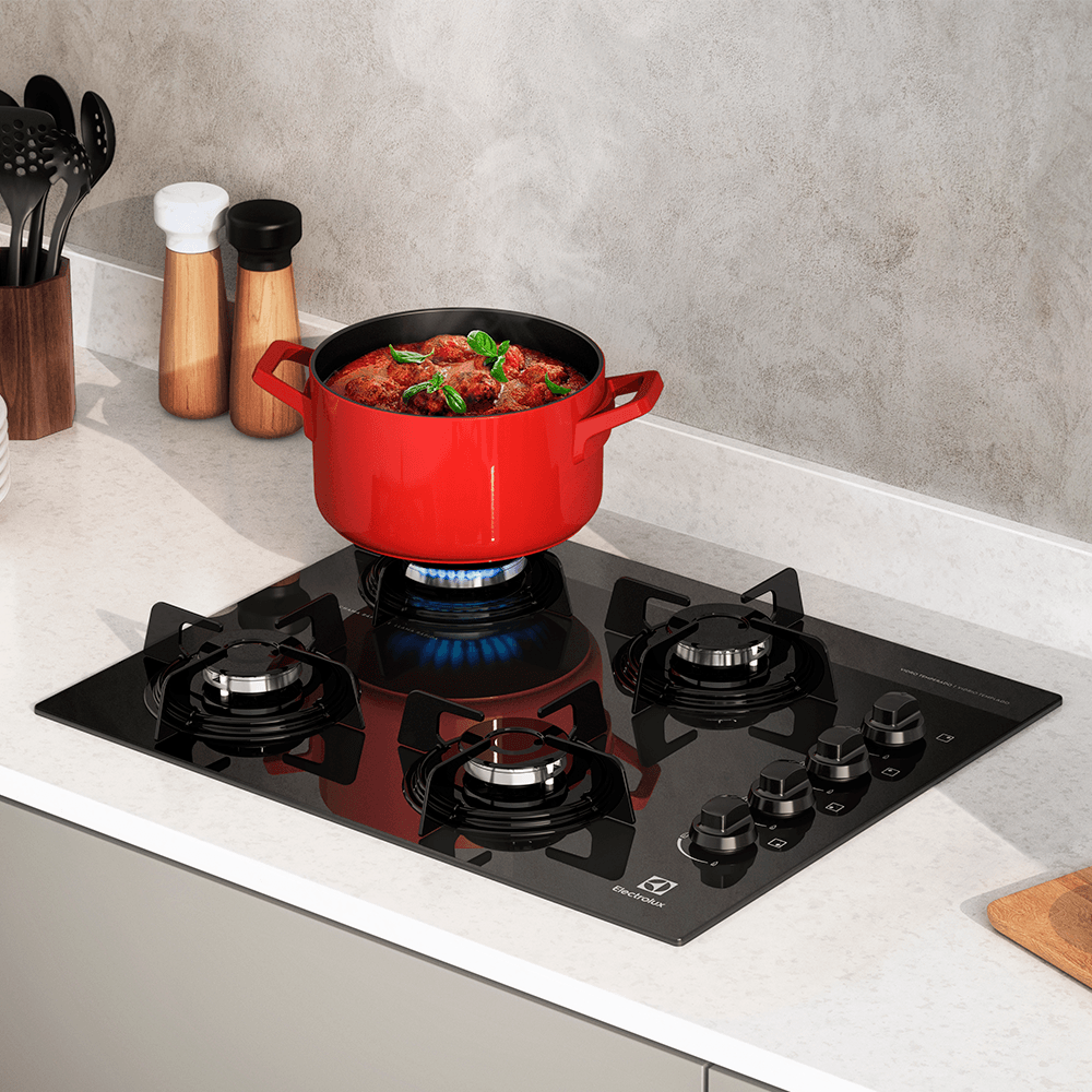 Cooktop à Gás 4 Bocas Electrolux KE4GP Preto Bivolt ClimaRio Clima Rio