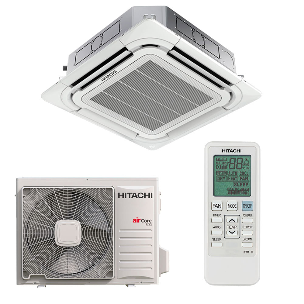 Ar Condicionado Split Cassete Hitachi AirCore 600 Inverter 4 Vias 24.000 Btus Quente e Frio 220v