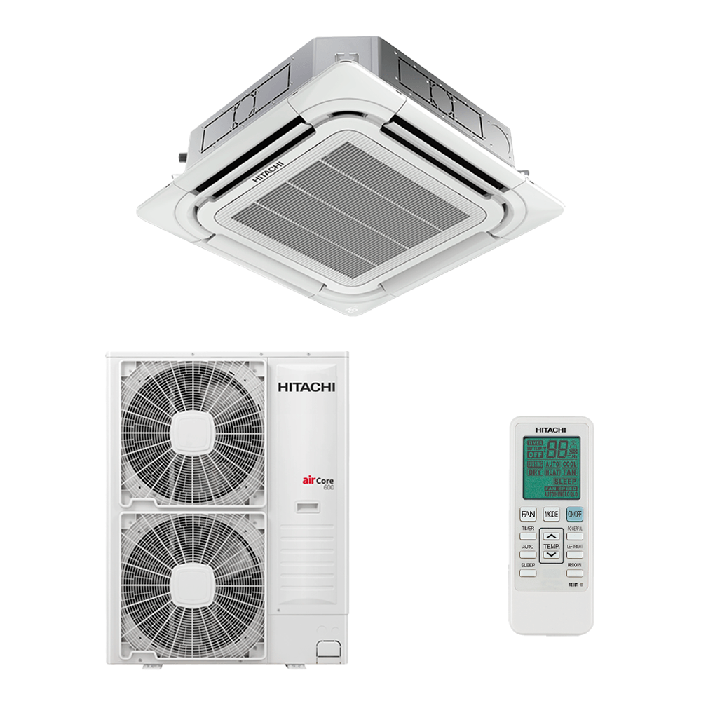 Ar Condicionado Split Cassete Hitachi AirCore 600 Inverter 4 Vias 56.000 Btus Quente e Frio 220v R-32