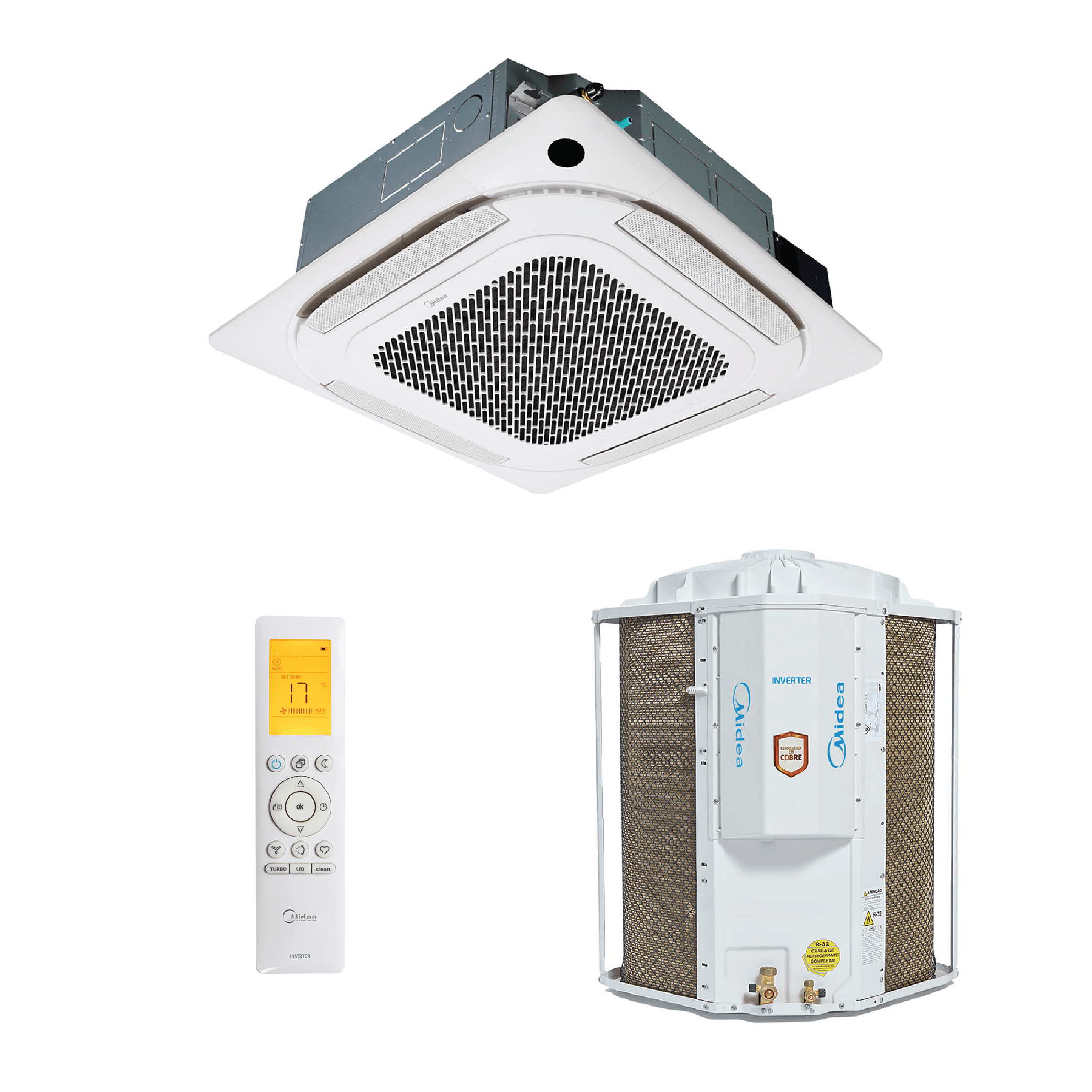 Ar Condicionado Split Cassete 4 Vias Connect Midea Inverter 24.000 Btus Frio 220v R-32